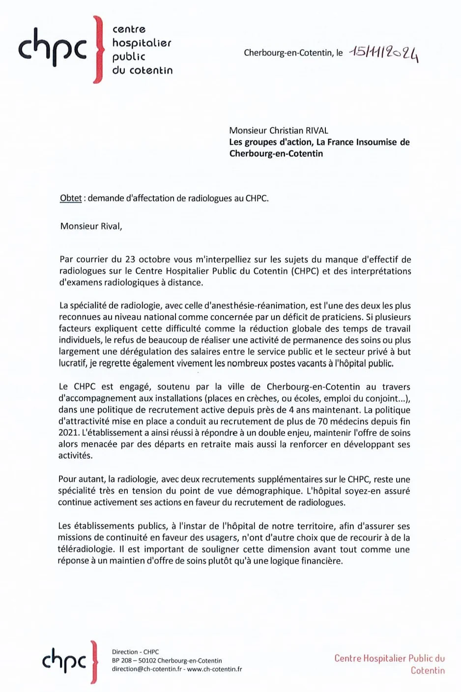 réponse du maire amiante page 1